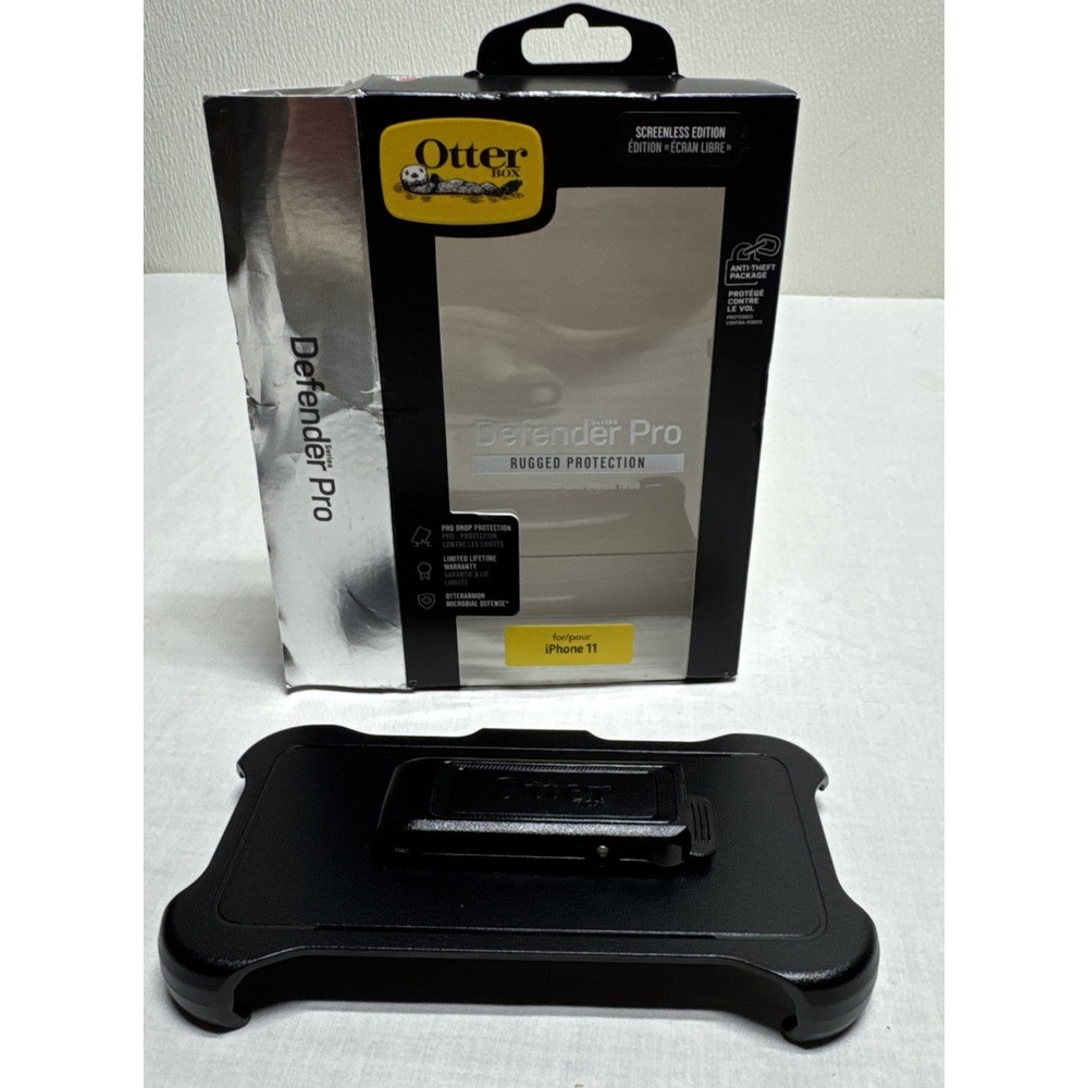 New OTTER BOX Defender Pro Rugged Protection for IPhone 11  Open Box black